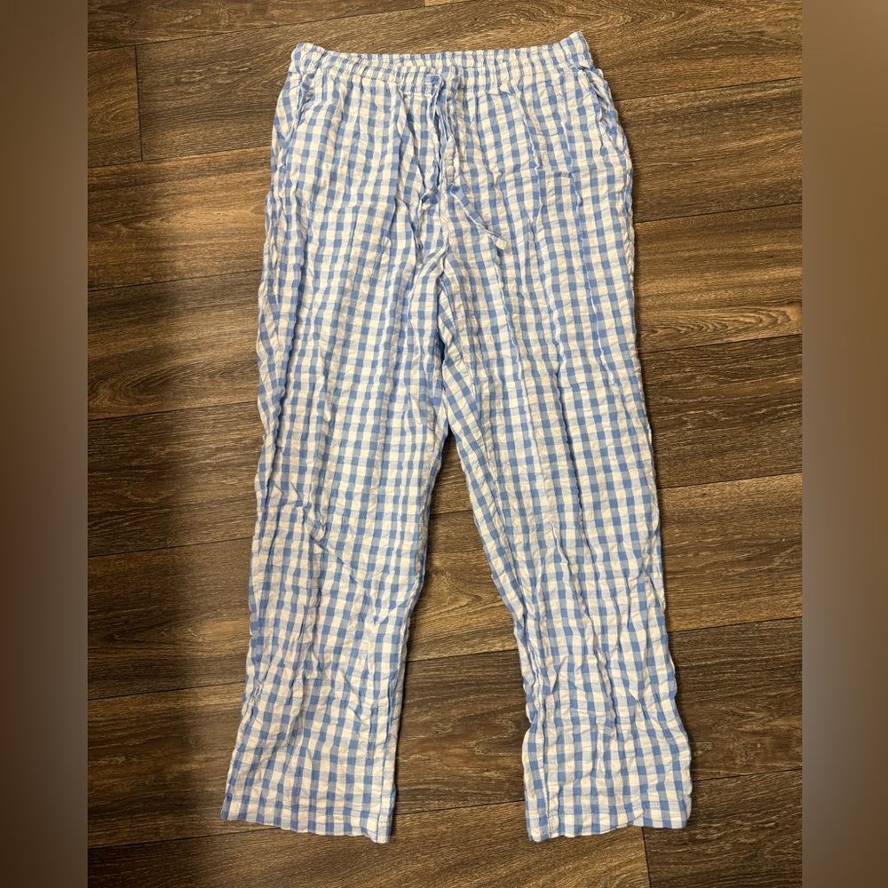 Woman Within Blue and White gingham Pants